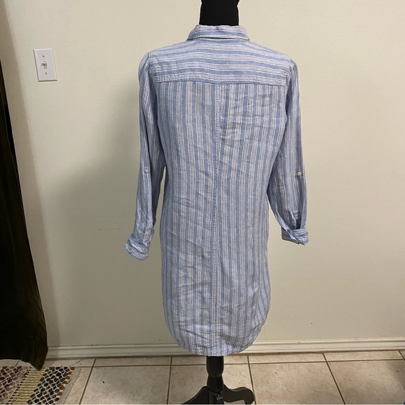 J. Jill Shirt Women’s Size Small Petite Striped linen Striped button up Dress - Picture 5 of 16